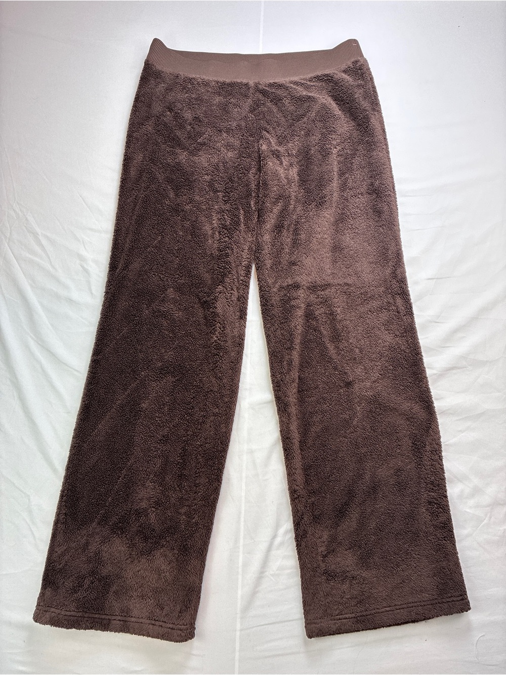 The North Face Mossbud Fleece Pant SzM Brown Sherpa Cozy Warm Wide Leg